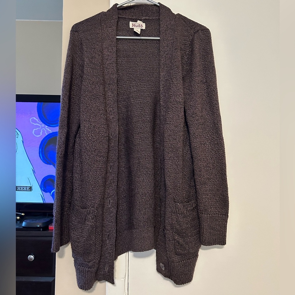 MUDD Women’s Purple Knit Button-Down Cardigan MEDIUM